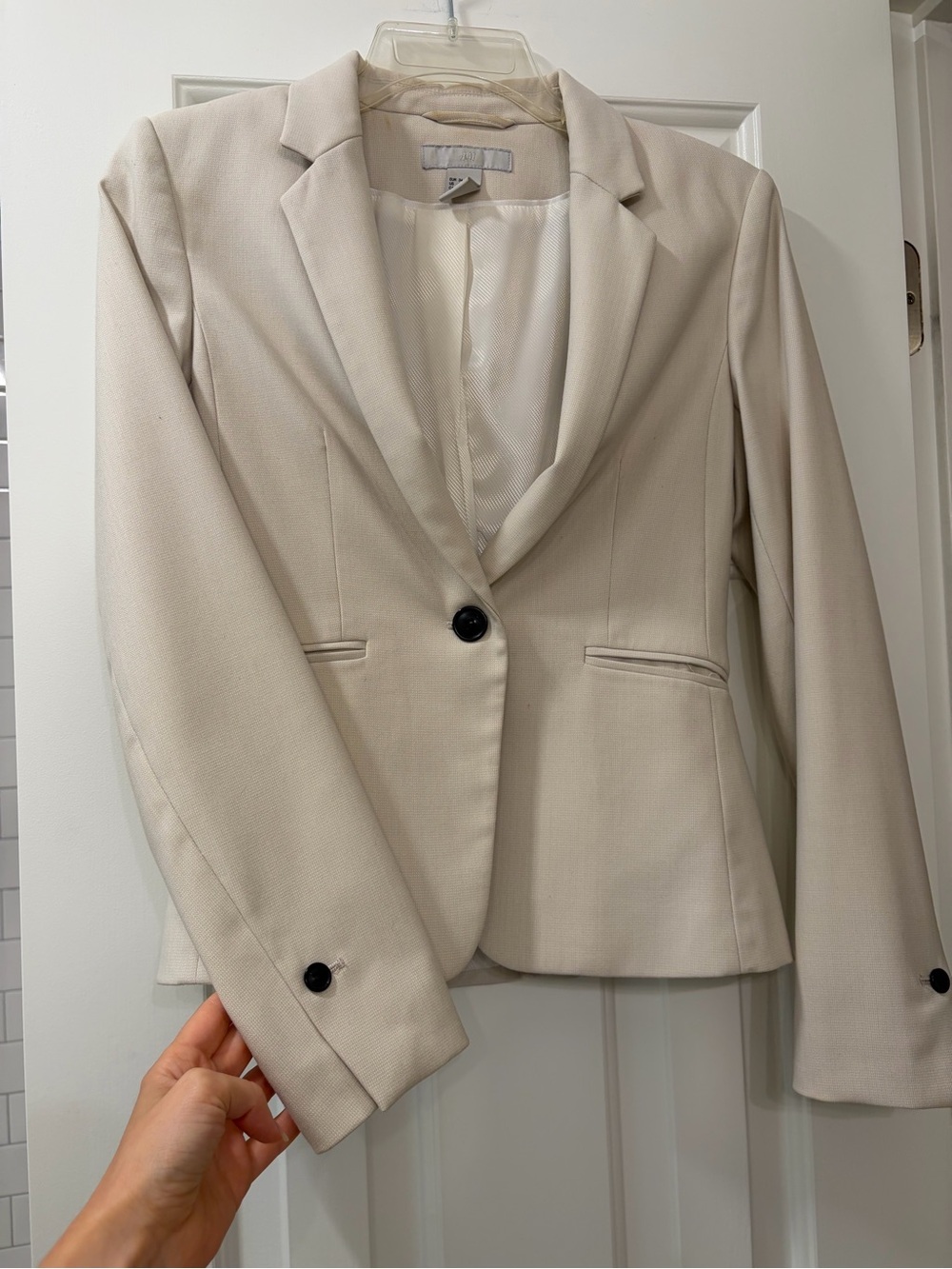H&M Cream Single-Button Tailored Blazer